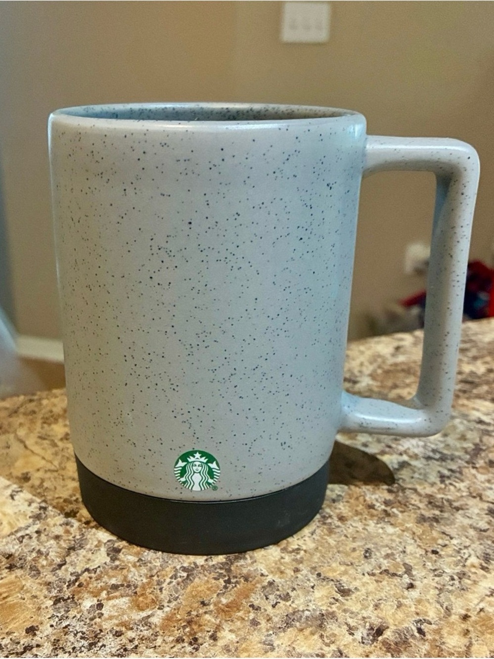 Starbucks Light Gray Speckled Ceramic Mug with Black Base